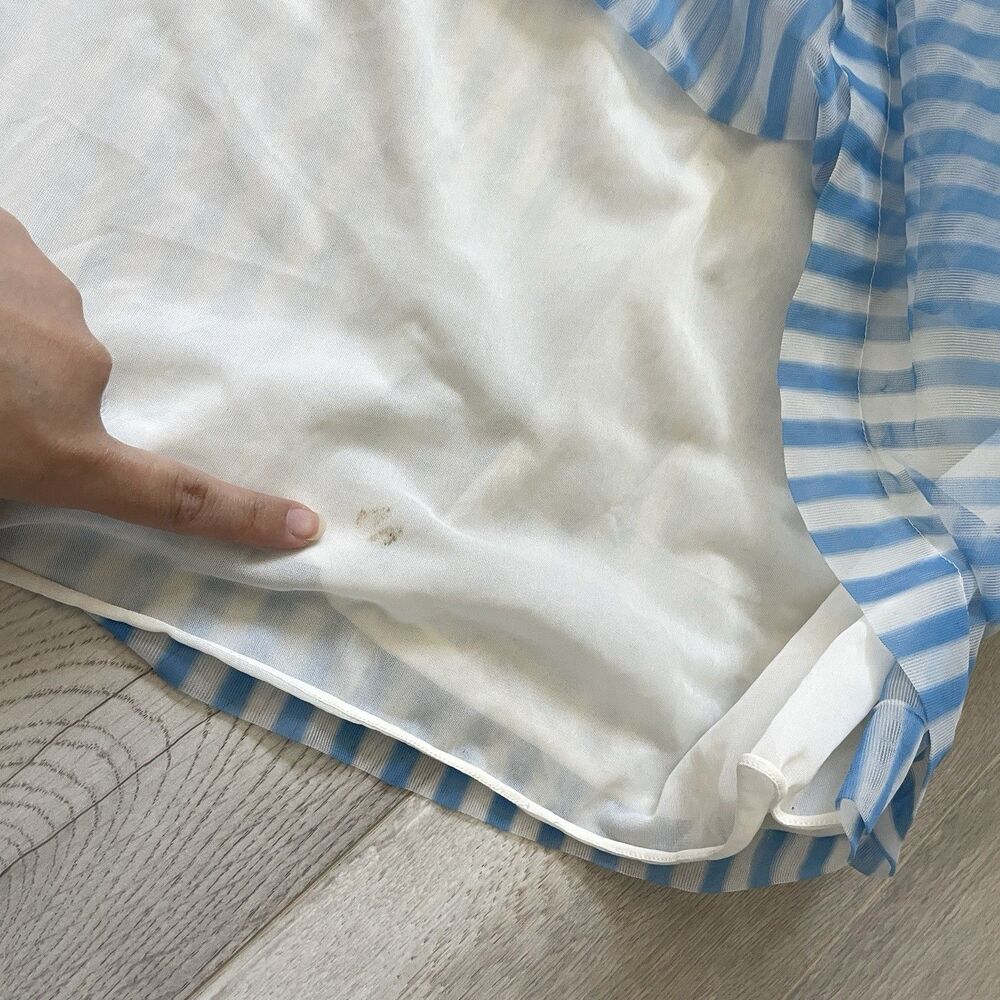 Saks Fifth Avenue Dress stripe chemise mini womens blue White (medium) vintage - Picture 4 of 7